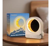 Epochleno Réveil lumineux Sunrise, 10 sons blancs et fonction compte à rebours, luminosité réglable, lumière lunaire et météorite - Blanc