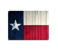 EpochSign Plaque en métal avec Motif Drapeau du Texas en Bois et étoile Solitaire - 20,3 x 30,5 cm