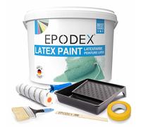 EPODEX® LATEX Paint Peinture au latex brillant satiné | Résistant à l'abrasion Lavable Résistant à l'odeur Haut pouvoir couvrant | + Kit d'accessoires | 45 couleurs blanc polaire multicolore 1-50 kg