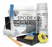 EPODEX PEINTURE BÉTON 2K Peinture résine époxy pour sol béton garage avec accessoires | très couvrant, Imperméable | Peinture sol intérieur | 3,6kg (14m²)