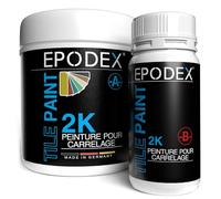 EPODEX PEINTURE CARRELAGE 2K - Pour salle de bain, cuisine & plus - Pour carrelage sol & mur - Peinture époxy noir, blanc, gris, beige & plus | 1,8 kg (7 m² pour 2 couches)