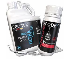 EPODEX PRO, Kit Résine époxy transparente pour des coulée jusqu'à 2 cm d'épaisseur, avec ou sans pigments, résine pour bijoux, arts & artisanat, kit DIY - PEARL WHITE - Metallic - 4,5kg
