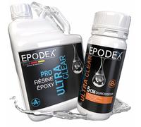 EPODEX PRO+ Kit résine époxy transparente pour des coulées jusqu’à 5 cm, Avec ou sans pigments, Pour tables rivières, lampes, grande coulée et plus - SKY BLUE - Metallic - 1,5kg
