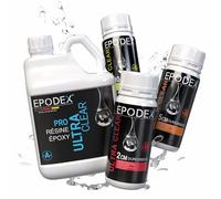 EPODEX - Série PRO Kit résine époxy transparente, Kit de coulée pour revêtements, art, artisanat, bijoux, lampes, tables river et plus, Pour coulées jusqu’à 2 cm - 4,5kg