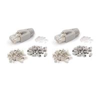 Epodmalx Lot de 40 fiches modulaires CAT7 blindées RJ45 Cat6A Cat7 RJ45 avec rail de charge et manchettes de décharge RJ45 8P8C