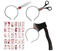 Epokus Bandeau d'Horreur Halloween,Bandeau de Couteau Sanglant avec 30 Tatouage de Cicatrices de Zombie,Effrayant Bandeau de Zombie pour Terreur Vampire Carnaval Fête Mascarade Jeu de Rôle