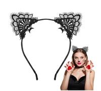 Epokus Bandeau Oreilles de Chat,Dentelle Noire Serre-tête de Chat,Accessoire de Cheveux, pour Fille et Femme,Costume de Fête Décoration