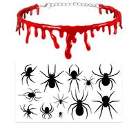 Epokus Collier Vampire,Collier de Sang,Halloween BloodStain,Fête Choker Colliers,Colliers de Goutte de Vampire d'halloween Décorations,Effrayantes Costumes de Fête Accessoires