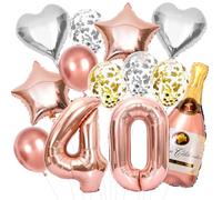 Epokus Décoration 40e Anniversaire Femme Or Rose, Ballon 40 Ans, Confettis, Etoiles, Cœurs, pour Fête Anniversaire 40 Ans Femme