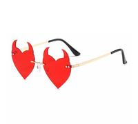 Epokus Lunettes soleil hippie en forme cœur, rouges, diables, vintage, drôles, pour fête hippie cosplay années 70 Halloween