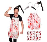 Epokus Tablier Sanglant d'Halloween,Halloween Tablier Sanglant pour Fête,pour Femmes Hommes Adultes Halloween Déguisement de Zombie Décoration de Carnaval