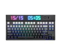 EPOMAKER DynaTab 75X Clavier Mécanique Custom pour Tablette/iOS/Android. Bluetooth/2,4 GHz/USB-C Gasket Clavie, Hot-Swap 10000mAh, Charge Rapide de 2A, lumière RVB (Grey, Flamingo Switch)