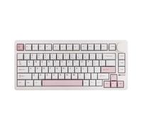 EPOMAKER QK81 Clavier Mécanique de Jeu Inondable de 75%, Programmable QMK/Via, Échangeable à Chaud, 81 Touches avec Perille Métallique, 2,4Ghz/BT/USB, Gasket, RVB (Blanc, Flamingo Linear)