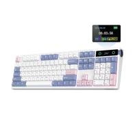 EPOMAKER TH108 Pro Clavier Mécanique sans Fil Grande Taille avec Écran & Molette, Clavier Gaming avec Batterie 10000mAh, Gasket Crémeux, RVB, Hot-Swap, Driver Personnalisable (Blanc, Sea Salt Silent)