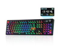 EPOMAKER TH108 V2 Pro Clavier Mécanique Grande Taille avec Écran&Molette, 10000mAh, BT/2,4Ghz, Keycap PBT Mac, Hot-Swap, RVB,Gasket, Clavier Gaming sans Fil pour Mac/PC, QWERTY (Noir, Creamy Jade)