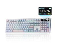 EPOMAKER TH108 V2 PRO Clavier Mécanique Grande Taille avec Écran&Molette, 10000mAh, BT/2,4Ghz, Keycap PBT Mac, Hot-Swap, RVB,Gasket, Clavier Gaming Sans Fil pour Mac/PC, QWERTY (Bleu, Sea Salt Silent)