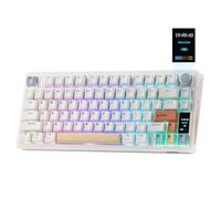 EPOMAKER TH80 V2 Pro Clavier Mécanique sans Fil, Écran&Molette, 10000mAh&2,4G/BT, Hot-Swap, PBT, Modificateur Mac, RVB, Gasket, Clavier Gaming Personnalisé pour Mac/PC,QWERTY (Blanc, Creamy Jade)