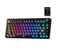 EPOMAKER TH80 V2 Pro Clavier Mécanique sans Fil, Écran&Molette, 10000mAh&2,4G/BT, Hot-Swap, PBT, Modificateur Mac, RVB, Gasket, Clavier Gaming Personnalisé pour Mac/PC,QWERTY (Noir, Sea Salt Silent)