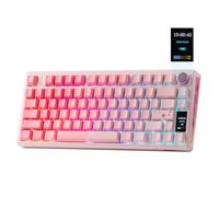 EPOMAKER TH80 V2 Pro Clavier Mécanique sans Fil, Écran&Molette, 10000mAh&2,4G/BT, Hot-Swap, PBT, Modificateur Mac, RVB, Gasket, Clavier Gaming Personnalisé pour Mac/PC,QWERTY (Rose, Sea Salt Silent)
