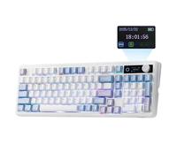 EPOMAKER TH99 Pro Clavier Mécanique 96% avec Écran&Bouton, 10000mAh, 2.4Ghz/BT, Hot Swap, Custom Driver, RVB, Keycap PBT, Gasket, Clavier Gaming sans Fil pour PC/Mac,QWERTY (Blanc, Sea Salt Silent)