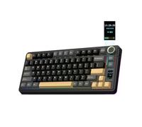 EPOMAKER X Aula EA75 Max Clavier Gaming sans Fil avec Écran & Molette, 5000mAh, Hot-Swap, Rétroéclairage RVB, Keycap PBT, Gasket Creamy, Clavier Mécanique 75%, Disposition US (Noir, Silent Switch)