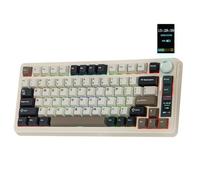 EPOMAKER X Aula EA75 Max Clavier Gaming sans Fil avec Écran & Molette, 5000mAh, Hot-Swap, Rétroéclairage RVB, PBT, Gasket Creamy, Clavier Mécanique 75%, Disposition US (Blanc Rétro, Reaper Switch)