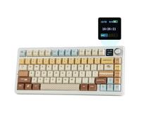 EPOMAKER X Aula F75 Max Clavier Mécanique sans Fil avec Écran TFT et Bouton, Clavier de Jeu à Joint 75%, Remplaçable à Chaud, RVB, QWERTY, pour PC/Mac/Linux (Caramel, Reaper Switch)