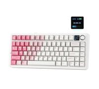 EPOMAKER X Aula F75 Max Clavier Mécanique sans Fil avec Écran TFT et Bouton, Clavier de Jeu à Joint 75%, Remplaçable à Chaud, RVB, QWERTY, pour PC/Mac/Linux (Blanc Rose, Reaper Switch)
