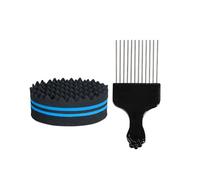 Éponge à Cheveux, Peigne éponge à Cheveux, éponge pour Outils de Soins Capillaires, Bleu, Rouge (en option) Éponges à Cheveux pour Hommes Noirs Curls Twist King avec Brosse à