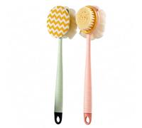 Éponge à long manche, brosse de dos double face pour douche, paquet de 2 brosses bain avec microfibre douce pour un nettoyage et une exfoliation en douceur du corps.