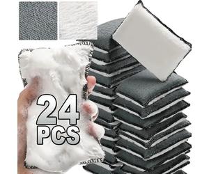 Éponge à récurer en microfibre Double face douce, 2/24 pièces, nettoyage du cuir de voiture, serviette en microfibre, éponge de cire, outils de détail automobile 2pcs