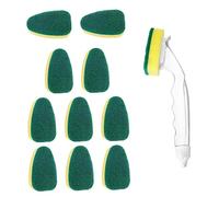 Éponge à Vaisselle avec poignée et Brosse remplaçable, 12pcs Tour de Nettoyage de Gommage Robuste pour lavabo et Salle Bain