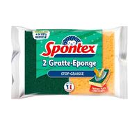 Spontex - Gratte-Eponge Stop-Graisse - 2 éponges grattantes vertes protection anti-graisse