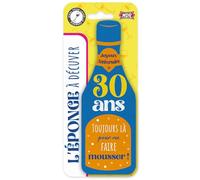 Éponge bouteille anniversaire humoristique - Cadeau original pour 18, 20, 30, 40, 50, 60 ans - Nettoie verres et flûtes - Blanc - MDR (30 ans)