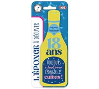 Éponge bouteille anniversaire humoristique - Cadeau original pour 18, 20, 30, 40, 50, 60 ans - Nettoie verres et flûtes - Blanc - MDR (18 ans)