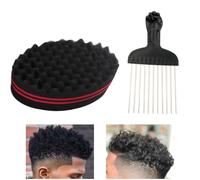 Éponge Capillaire Pour Hommes Noirs - Brosse Afro | Peigne Définition Vagues pour Coiffure Maison Voyage Salon & Extérieur
