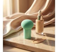Éponge cosmétique en forme de tête de champignon avec poignée, houppette de maquillage verte pour estomper le fond de teint et la crème, outil de beauté du visage pour une utilisation humide et sèche