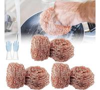Eponge Cuivre, Eponge en Cuivre, Grattoir Cuivres, Éponge Cuivres Vaisselle, 3/4/6 Pcs Boule De Nettoyage en Fil Decuivre pour Vaisselle Casseroles Poêles