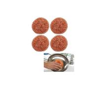 Eponge Cuivre Lot de 2/4/6boules éponge Cuivre pour, Grattoir Cuivre,Eponge en cuivre pour Cuisine, Outils de Nettoyage de Cuisine (4, A)