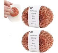 Éponge Cuivre, Lot de 2, Gratounette Réutilisable, pour Vaisselle, Casseroles, Poêles, Nettoyage Efficace