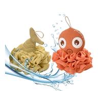 Éponge De Bain - 2 Poufs De Douche En À Motif Animaux Marins,Boules Loofah Lavage Corporel,Pour Maison Hôtel Salle de Douche Nettoyage et Gommage Lavage Corps