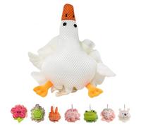 Éponge de bain en luffa pour enfants avec corde de suspension, double maille douce pour une mousse riche (grande oie blanche)