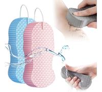 Éponge de bain exfoliante magique 3D super douce pour le corps, élimine les peaux mortes, réutilisable, douce pour la peau pour salle de bain (rose + bleu)