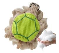 Éponge de bain pour enfants, luffa en maille double couche de dessin animé mignon avec corde suspendue, éponge bain pour bébé moelleuse et riche en mousse pour une douche douce et du temps vert, U