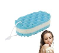 Éponge de douche, brosse douce, éponge de bain, brosse pour le corps, massage ergonomique et doux pour le corps - Serviette de bain douce à trois couches en mousse pour la famille, les amis et les