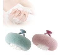 Éponge de douche tournesol 2 en 1 de qualité supérieure - Brosse de bain en silicone ultra douce avec ventouse, brosse exfoliante et nettoyante pour le corps pour homme et femme, violet + vert