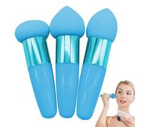 Éponge de fond de teint - 3 pièces éponge de beauté mélangeur haute densité avec poignées | Ensemble d'éponges de maquillage à usage sec et humide, outil cosmétique de voyage pour fond de teint correc