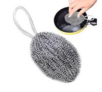 Éponge de Nettoyage de Gommage en Acier, Boules en métal en Acier en Maille, Coussin de Nettoyage à Plat Portable | Boule de récolte de Fil avec Fonction de lonyard intégrée et Utilisation de Gommage