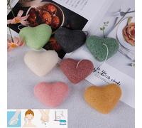 Éponge De Nettoyage Du Visage, Exfoliante En Forme De Coeur, Konjac, Bouffante Naturelle, 1 Pièce