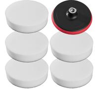 Éponge de polissage - TECTAKE - Lot de 5 éponges et disque de polissage auto 180 mm M14 doux, auto-aggrippant - Blanc